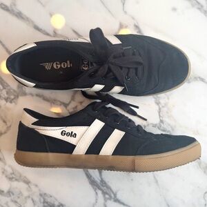 Gola Black Sneakers with White Stripes
